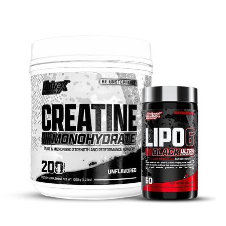 Creatina Nutrex Research 1 kg - 200 servicios + Lipo 6 Black Ultra Concentrate 60 capsulas