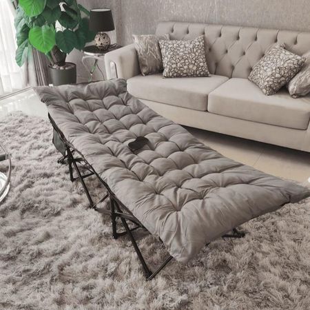 Cama Plegable Portátil con Colchón Gris +  bolsa y antifaz