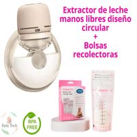 Extractor de Leche Manos Libres Diseño Circular Bolsas Blanco