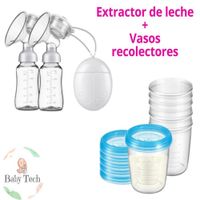 Extractor de Leche Eléctrico Doble  Vasos Almacenadores Blanco