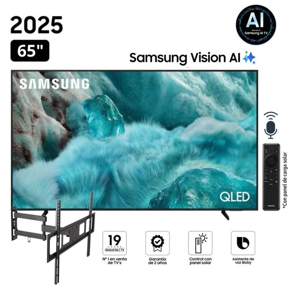 Televisor Samsung QLED 65 Visión AI Smart TV QN65Q7FAAGXPE + Rack Giratorio