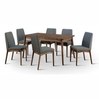 JUEGO DE COMEDOR 6 SILLAS PAULINA PLOMO OSCURO