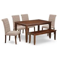 JUEGO DE COMEDOR 4 SILLAS + BANQUETA ESTEFANIA COCOA