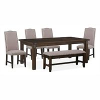 JUEGO DE COMEDOR 4 SILLAS + BANQUETA MAURICIO BEIGE