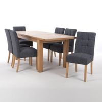 JUEGO DE COMEDOR 6 SILLAS ENZO GRIS OSCURO