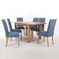 JUEGO DE COMEDOR 6 SILLAS ZOE AZUL