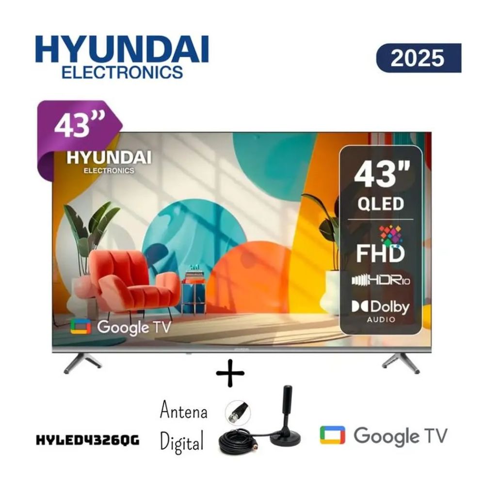 TELEVISOR SMART TV HYUNDAI QLED 43 HYLED4326QG + ANTENA DIGITAL