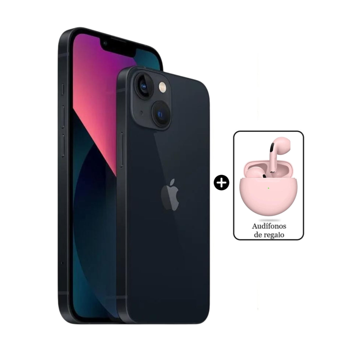 Apple iPhone 13 128GB - Negro 5G + Audífono Rosado