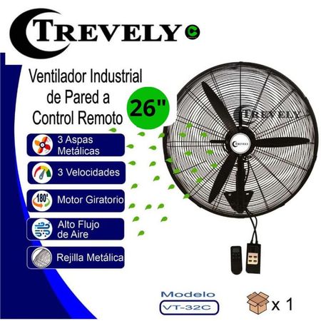 Ventilador Industrial de Pared TREVELY 26  VT-27C Control Remoto