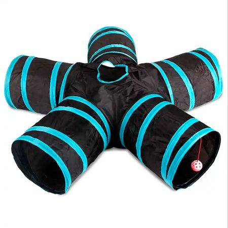 Tunel De 5 Entradas Interactivo Para Gato Negro Con Celeste