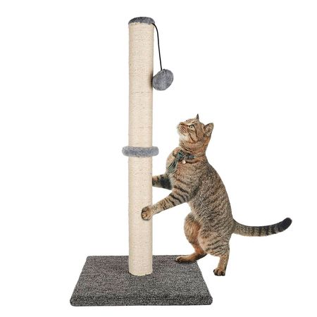 Poste Rascador de Felpa y Sisal Con Pelota