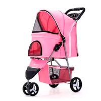 Coche De 3 Ruedas Para Mascotas Plegable 15 Kg Color Rosado