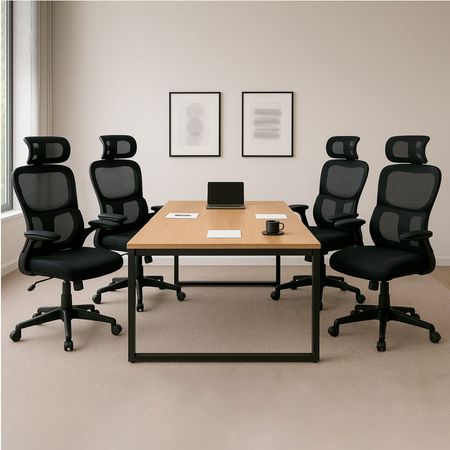 Juego de 4 Sillas Ergonómicas de Oficina Gerencial Komsum Turin Negro