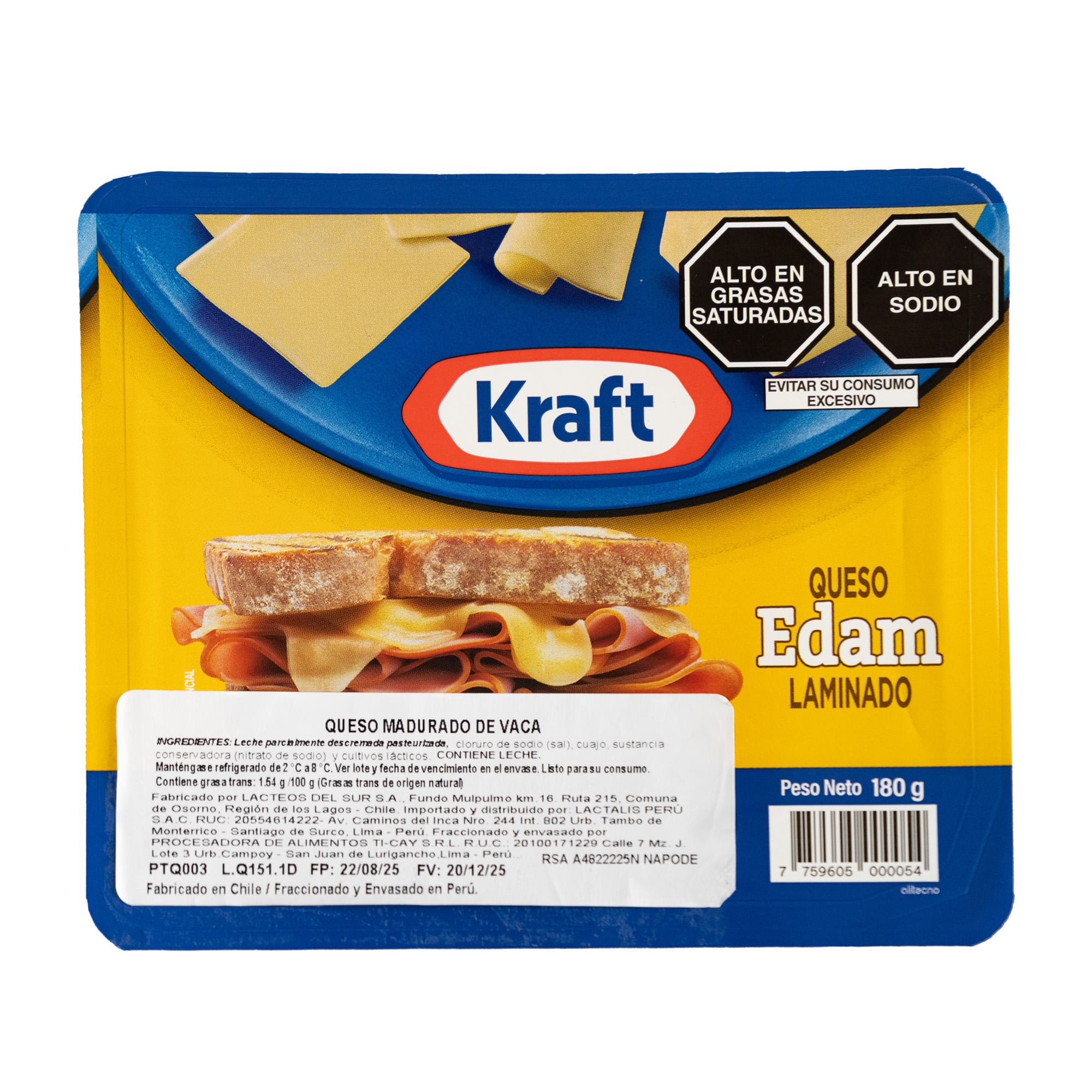 Queso Edam KRAFT Paquete 180g
