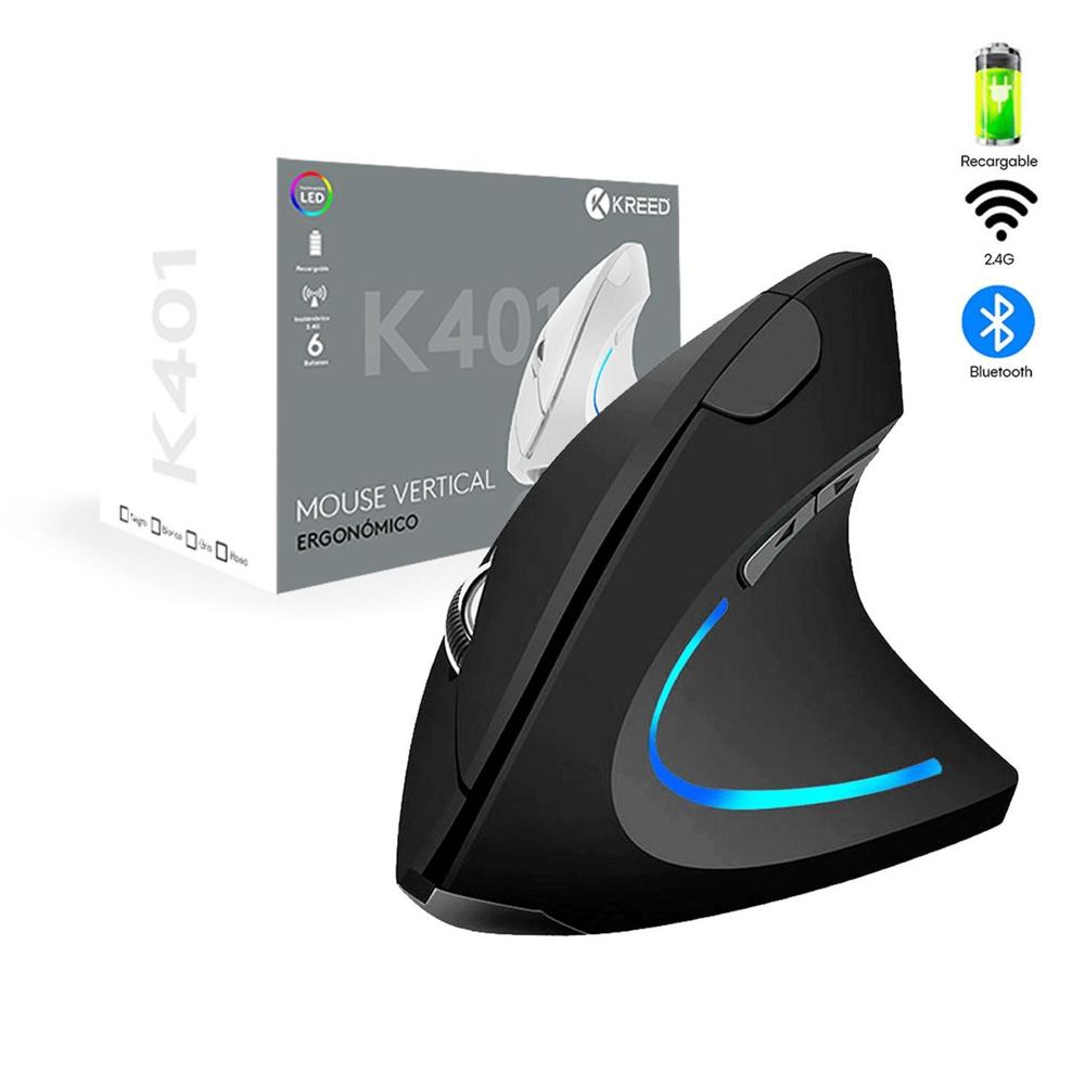 Mouse Ergonómico Inalámbrico Recargable K401 – Negro mate