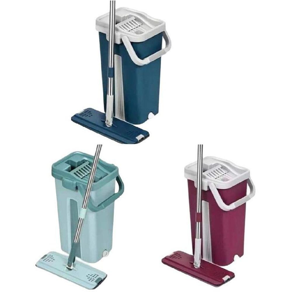Balde con trapeador 360° 2 mopas limpieza multiusos