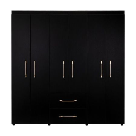 Ropero Melamina Golden Wengue 6 Puertas 2 Cajones