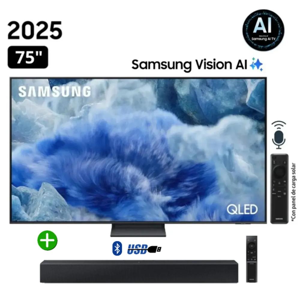TELEVISOR SMART TV SAMSUNG 75"" QLED Q8F VISION AI 2025 + SOUNDBAR SAMSUNG