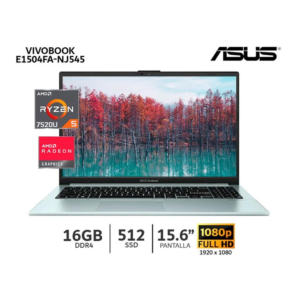 Laptop Asus Vivobook E1504FA-NJ545 AMD Ryzen 5-7520U 16Gb Ram 512Gb SSD 15.6 FHD-Grey Green