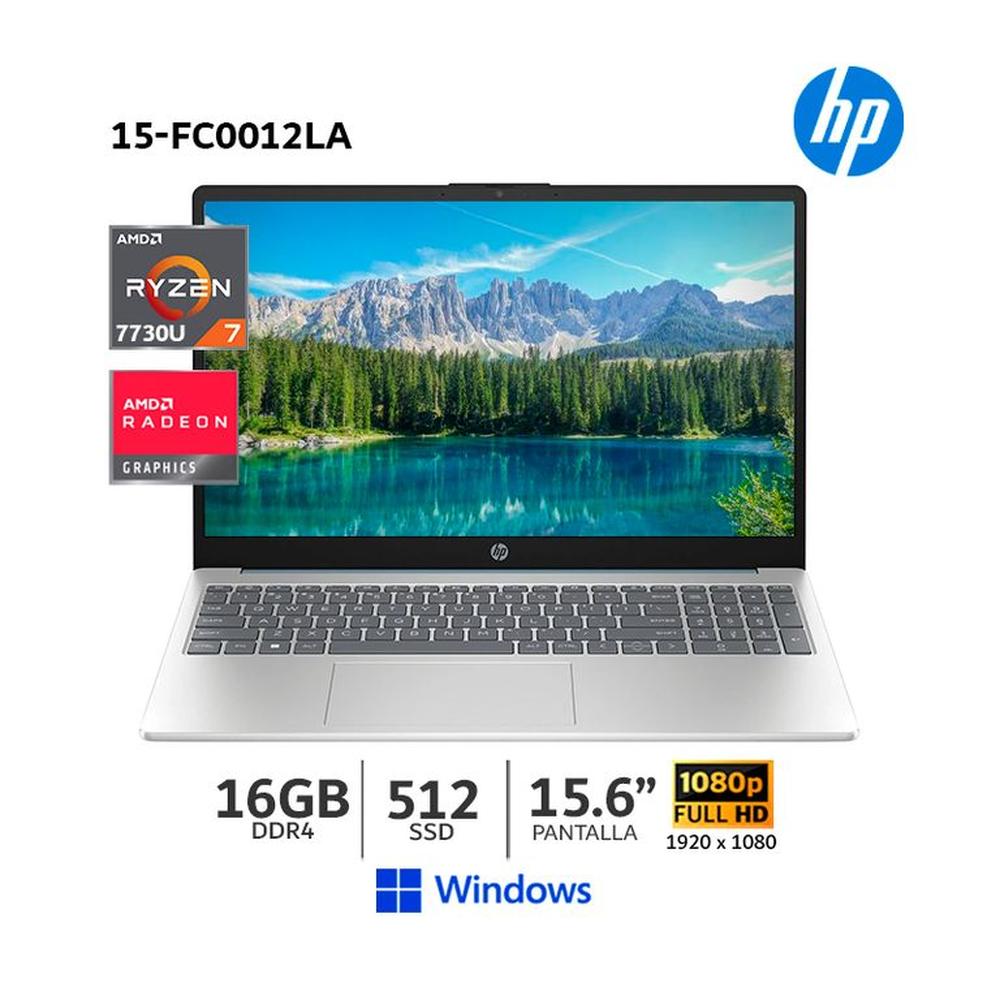 Laptop HP 15-FC0012LA AMD Ryzen 7 7730U 16Gb Ram 512Gb SSD 15.6 FHD Radeon Graphics 802N1LA