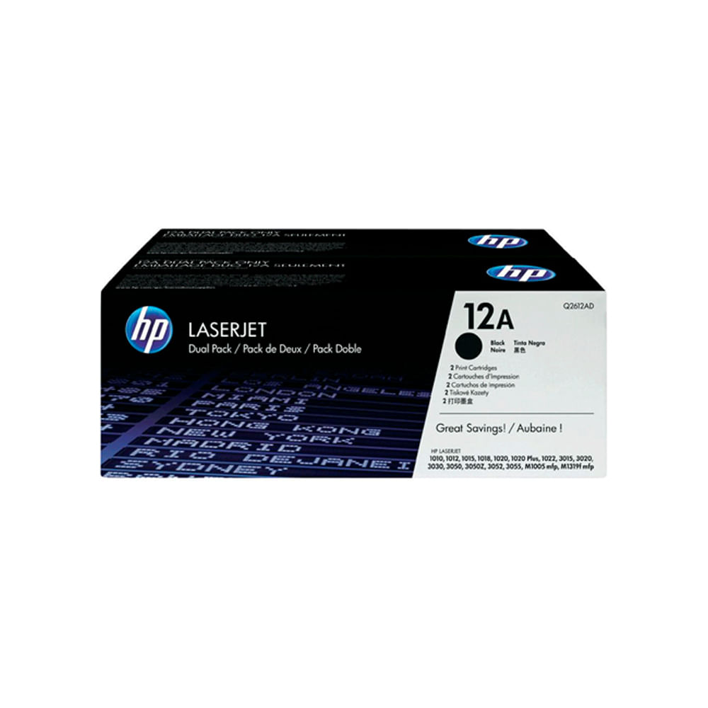 Toner HP Q2612AD Compatible - Pack de 2 Cartuchos de Tinta Negro para Impresoras Laser Jet