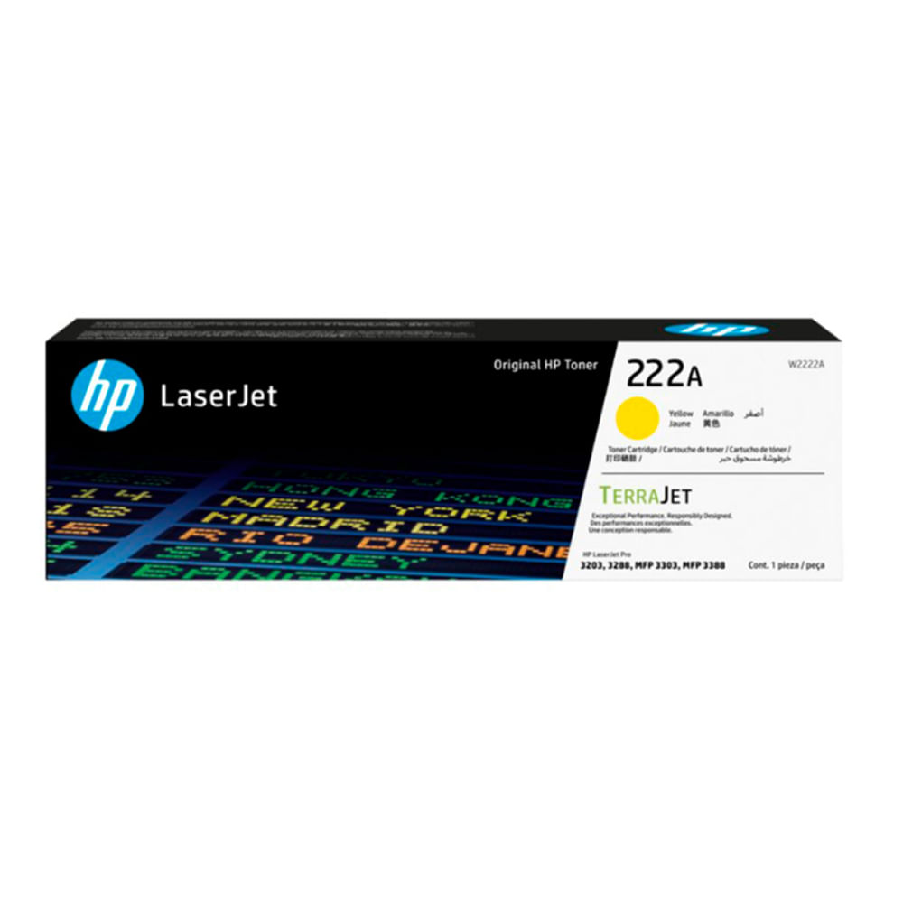 Toner HP W2222A Amarillo para Impresoras Laserjet M3303 - Rinde 1,200 Páginas, Calidad Superior