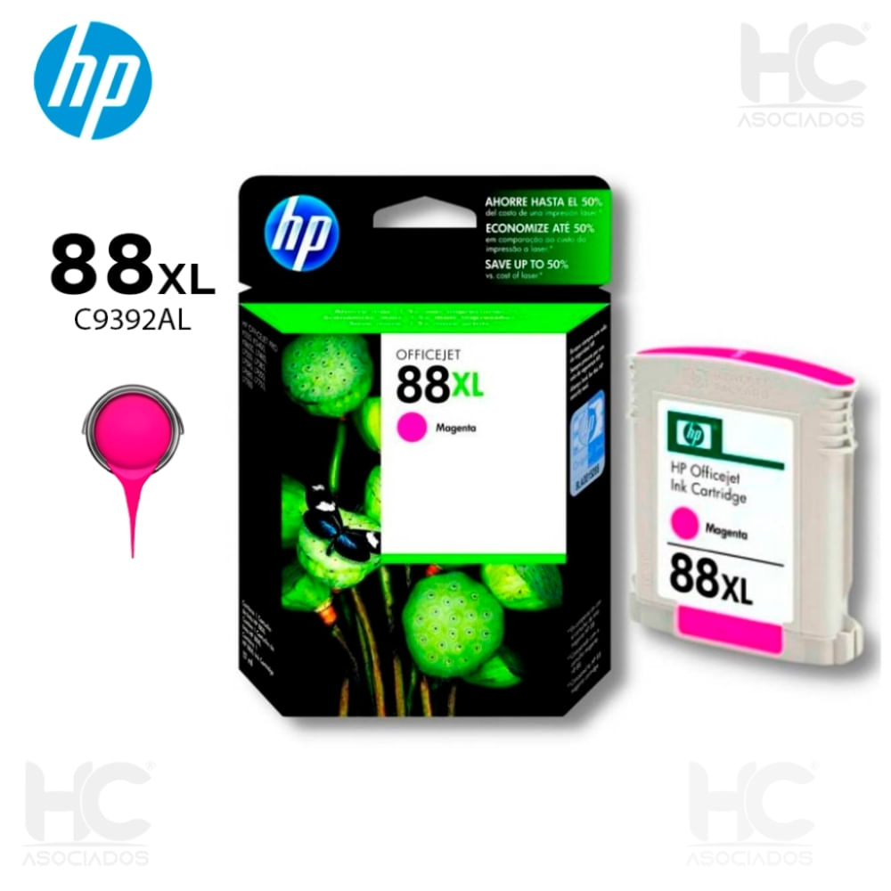 Cartucho de tinta HP 88XL magenta, 17.1 ml, alto rendimiento para Officejet Pro K550 y K550dtn