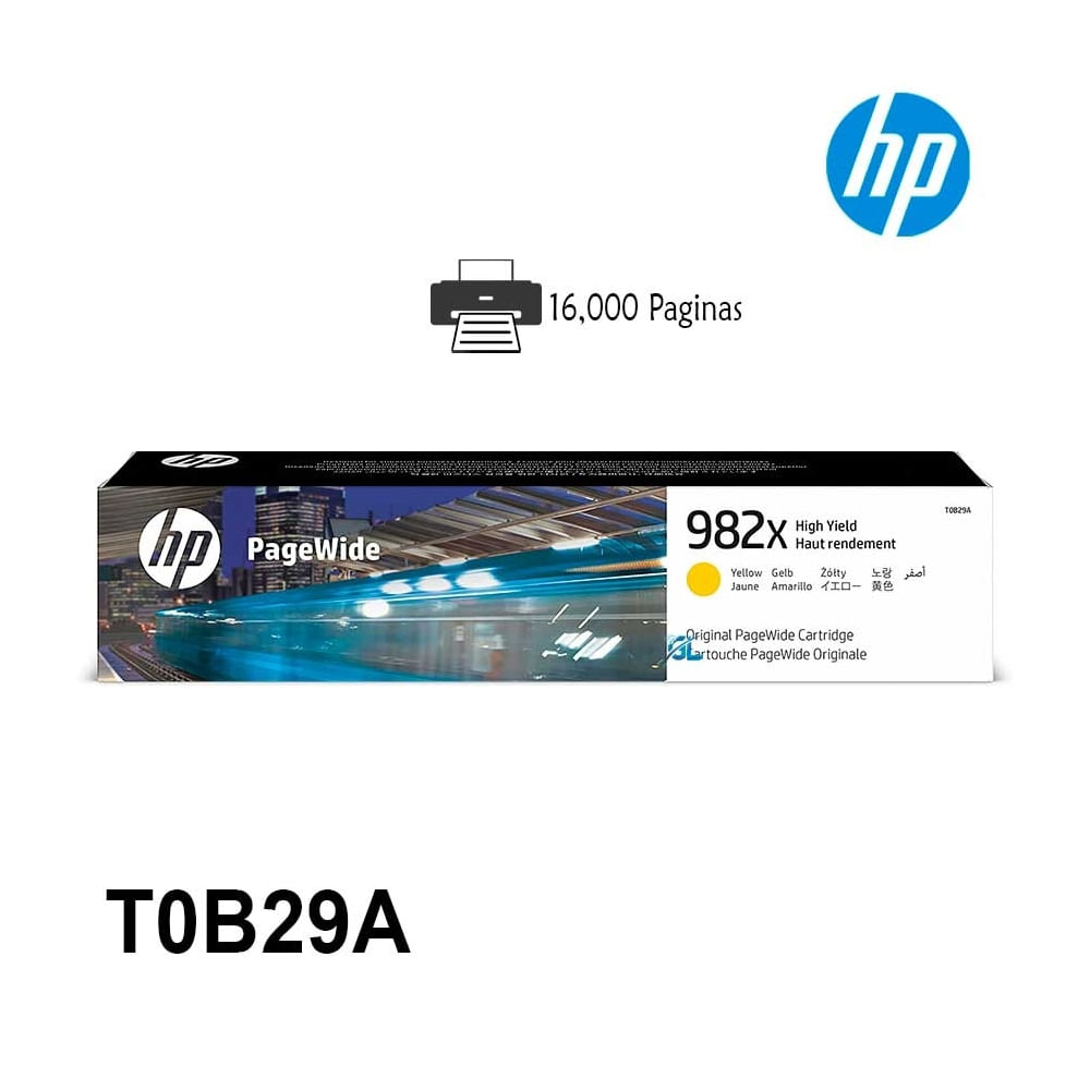 Cartucho de tinta HP 982X amarillo de alta capacidad para impresoras, rendimiento óptimo y colores