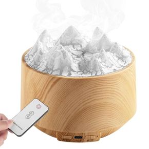 humidificador de aire con efecto fuego y luces RGB marrón claro