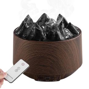 humidificador de aire con efecto fuego y luces RGB marrón oscuro
