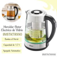 Hervidor Oster Eléctrico de Vidrio BVSTKT8990 - AceroNegro