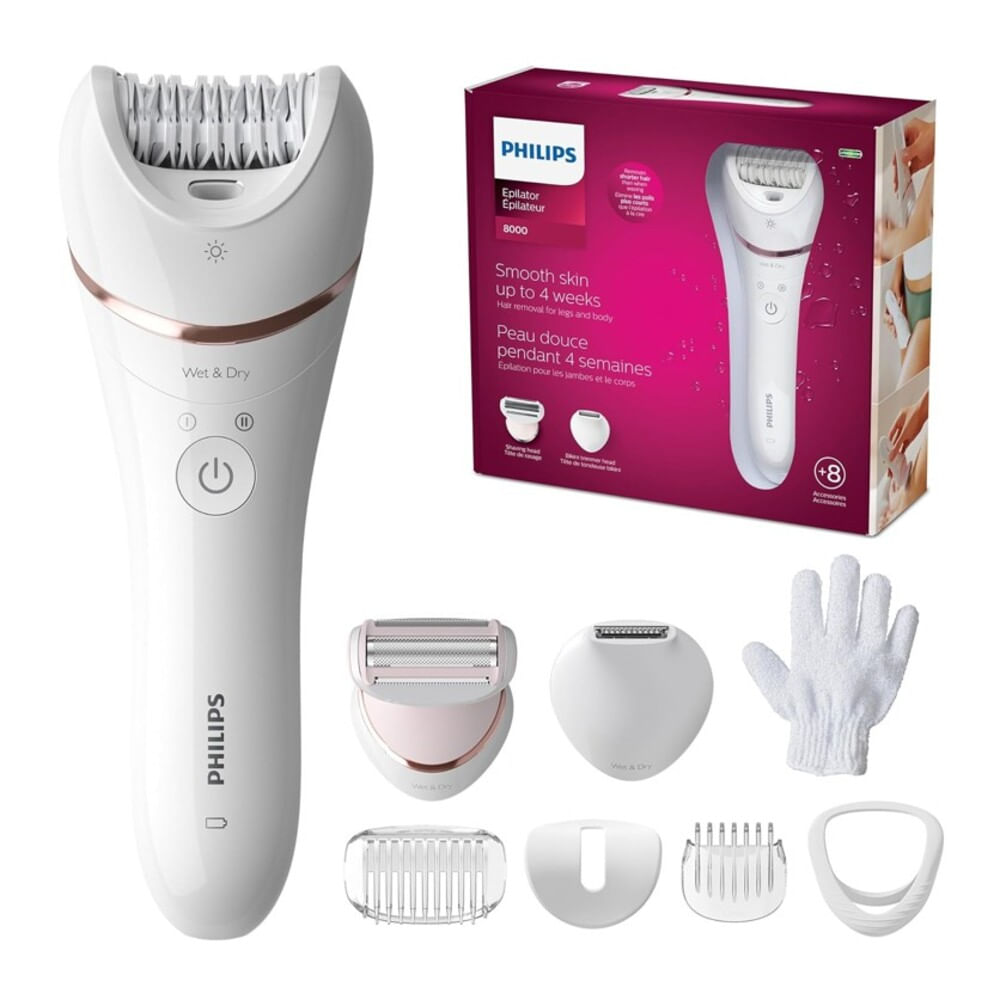Depiladora Philips resistente al agua + 8 accesorios BRE720