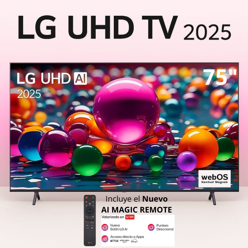 TELEVISOR 75 LG 75UA8000PSB SMART TV UHD 4K THINQ AI 2025 + MAGIC REMOTE