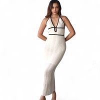 Vestido Hilo Tacto Algodon Malla Falda 127G Bra-33 Color Hueso