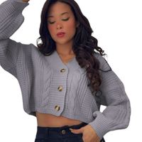 Chompa Mujer Hilo Trensa 359G-23 Color Gris
