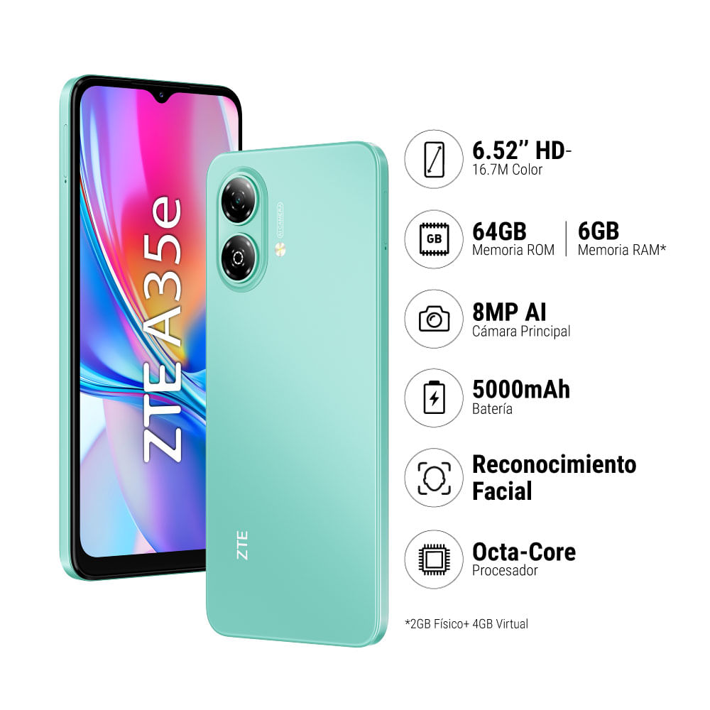Smartphone ZTE Blade A35e 2GB+64GB Verde
