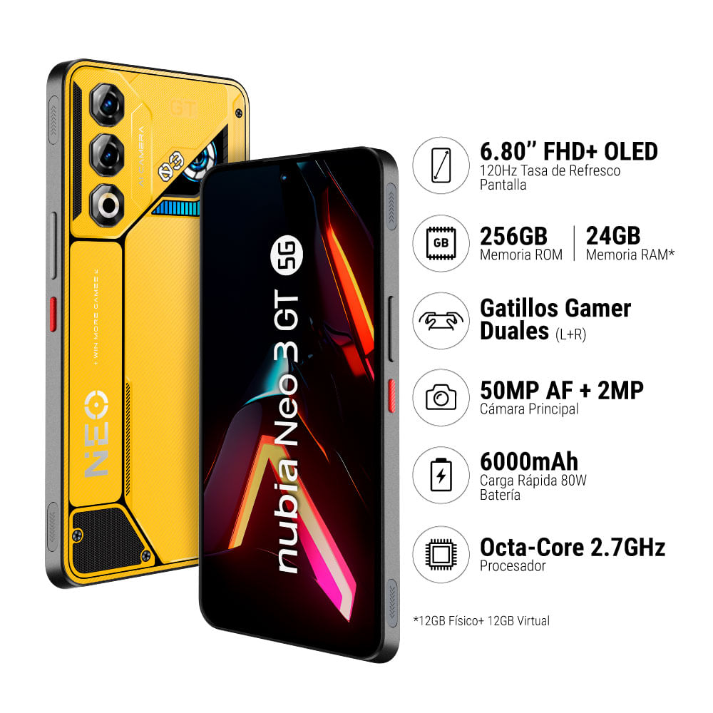 Smartphone ZTE Nubia Neo 3 GT 12GB+256GB Amarillo