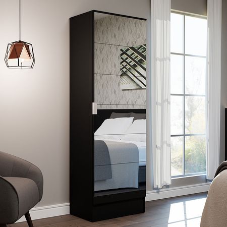 Zapatera Isis 1 Puerta con Espejo Negro