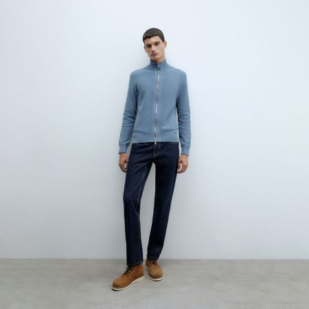 Casaca Cremallera Estructura Sfera Hombre Azul Lavanda M