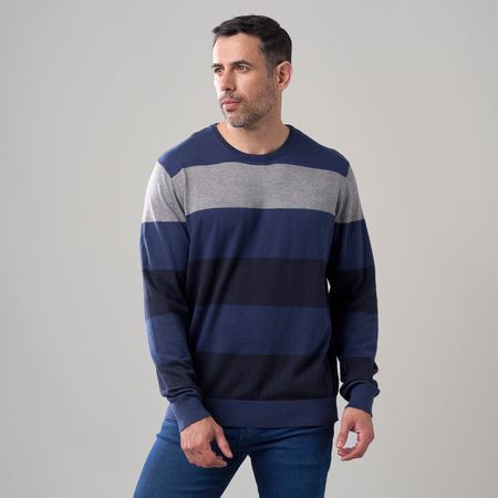 Chompa Hombre Madison Sweater Rayas Manga Larga Navy Talla L