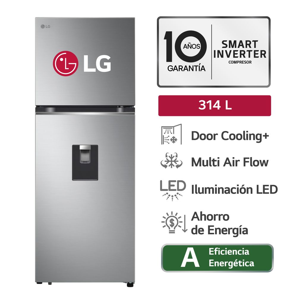 Refrigeradora LG Top Freezer GT31WPP 314L Plateada