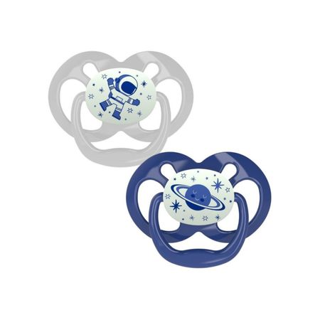 Chupones Dr Browns Set De 2 Brilla En La Oscuridad 6 A 18M Azul Y Gris Planeta