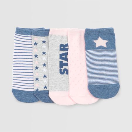 Pack X5 Medias Tobilleras Niña Violeta Talla 5
