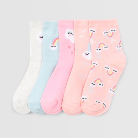 Pack x5 Medias altas Niña Rosado Talla 7