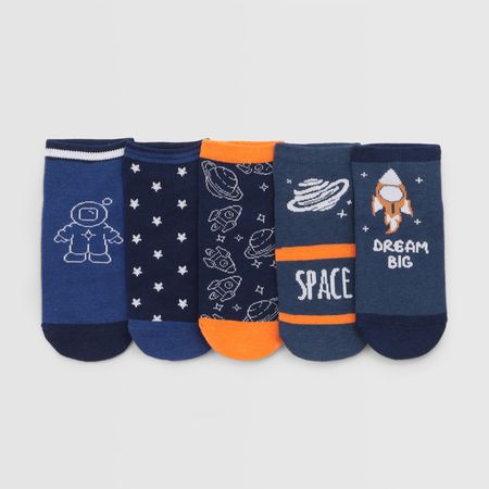 Pack X5 Medias Tobilleras Niño Azul oscuro Talla 7