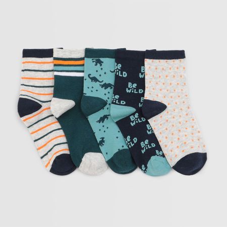 Pack X5 Medias Altas Niño Verde Talla 7