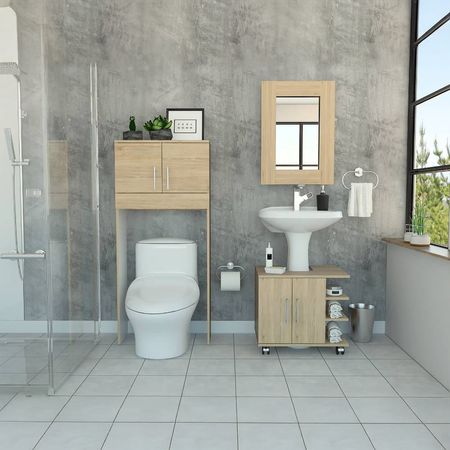 Espejo + Optimizador Lavamanos + Baño Bath300 -  Rovere / Blanco