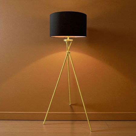 Lámpara Piso Cruzada Negra Dorada 152 cm