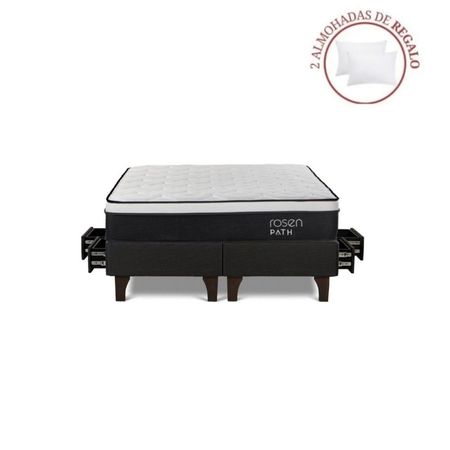Cama con Cajones Path Queen Grafito + 2 Almohadas Cama con Cajones Path Queen Grafito