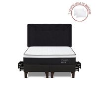 Dormitorio con Cajones Path King + Respaldo Bennet Grafito + 2 Almohadas